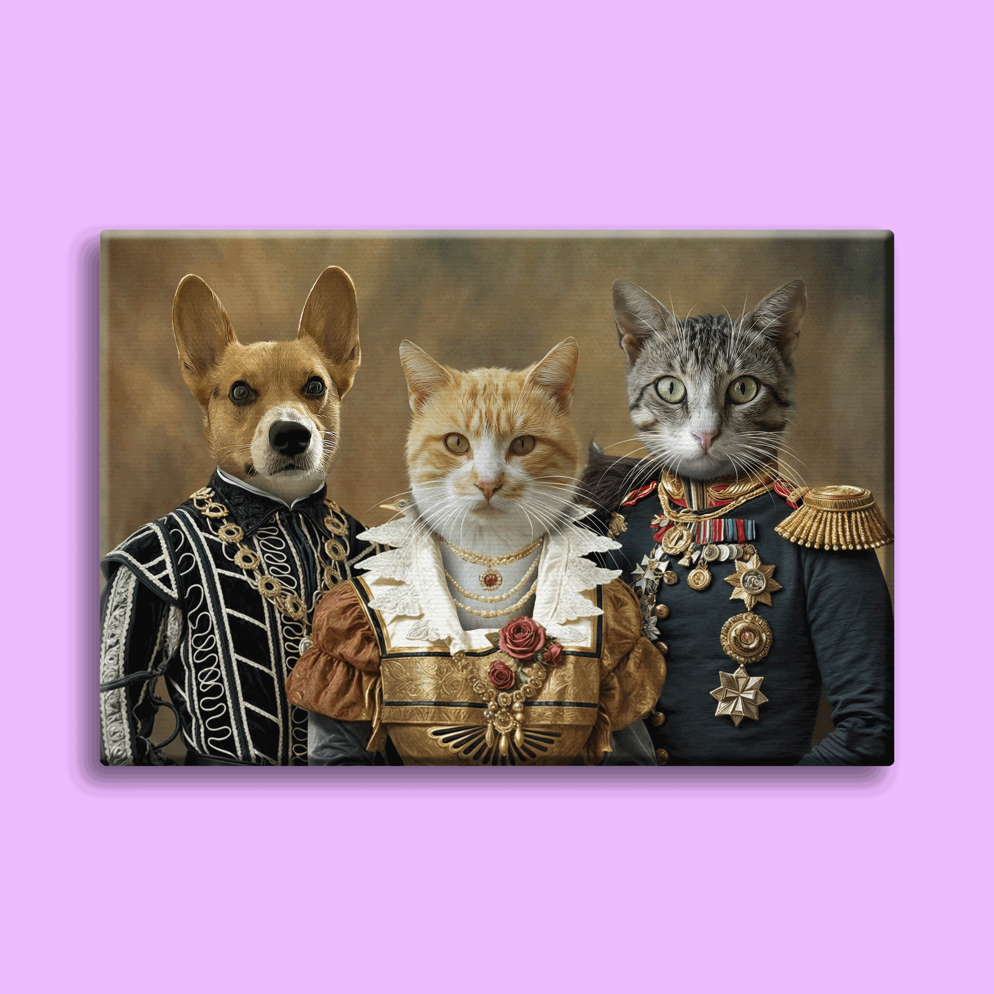 Royal Trio – Noble Multi-Pet Portrait